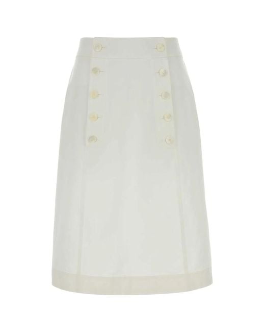 Prada White Gabardine Skirt