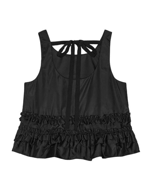 Ganni Black Nylon Tank Top