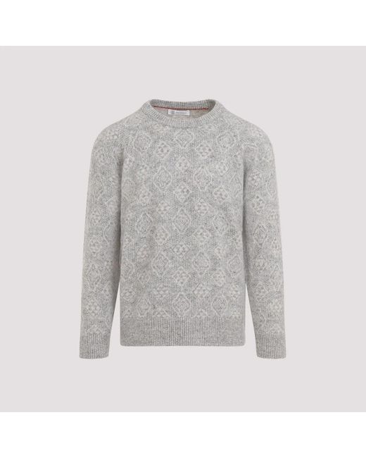 Brunello Cucinelli Gray Roundneck Sweater for men