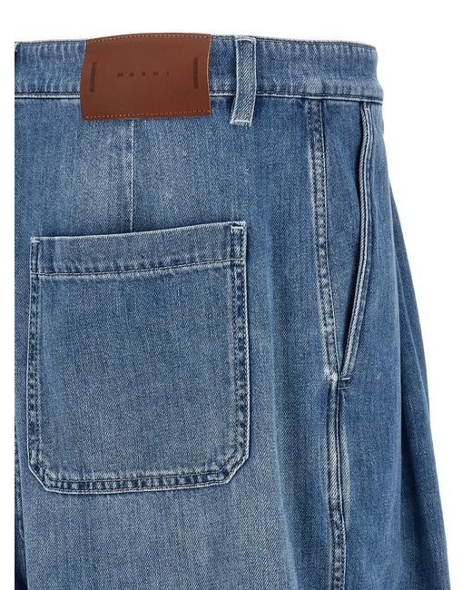 Marni Blue Cotton High-Waisted Jean for men