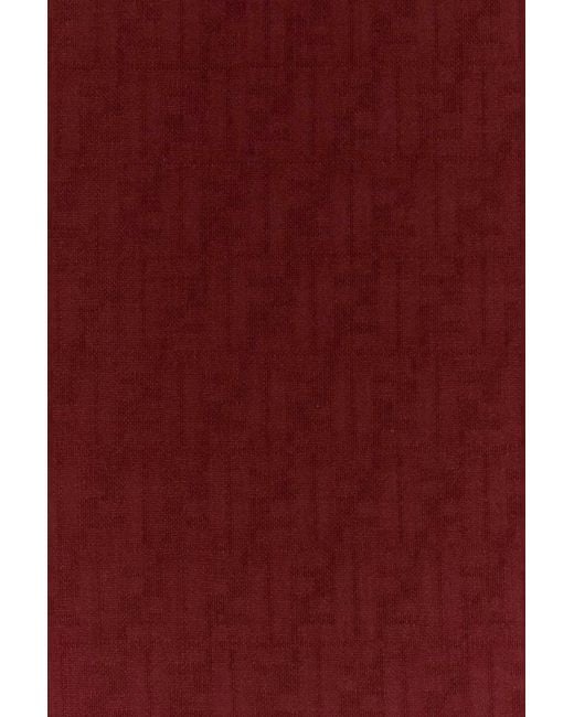 Fendi Red Burgundy Wool Blend Scarf