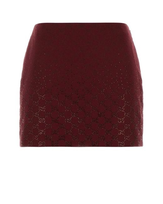 Gucci Red Gg Fabric Mini Skirt