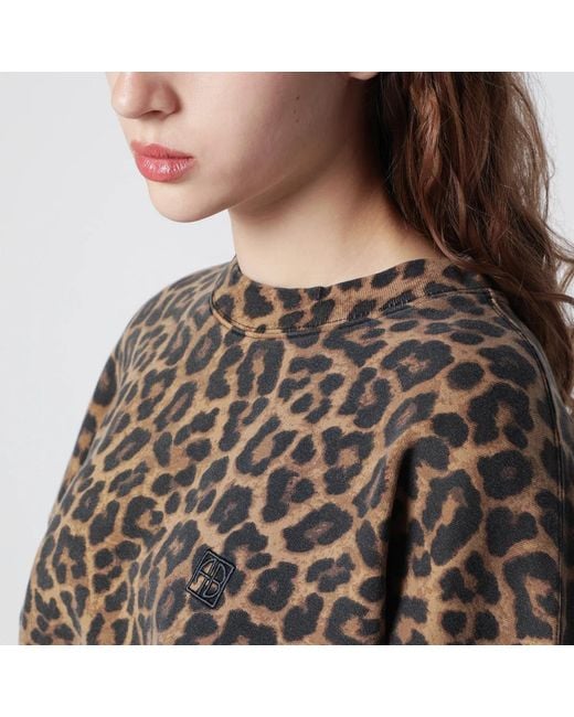 Anine Bing Black Miles Hoodie With Leopard Print