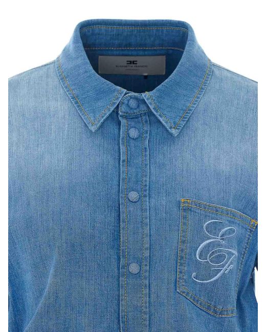 Elisabetta Franchi Blue Denim Dress