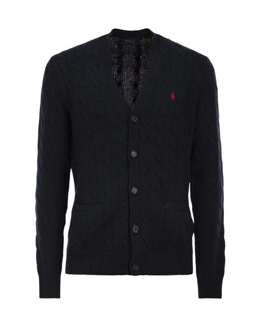 Polo Ralph Lauren Blue Cotton Cable Knit Cardigan for men