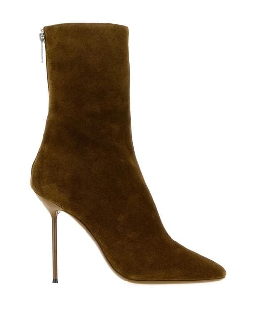 Paris Texas Brown Mud Suede Lidia Ankle Boots With 11 Cm Heel