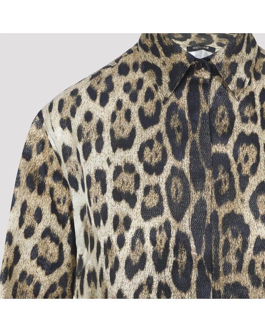 Roberto Cavalli Gray Natural Jaguard Print Shirt