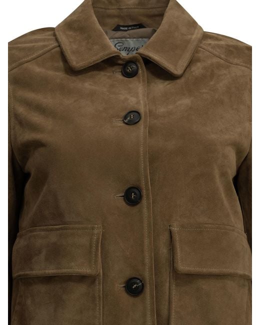 Semler Green Cow Leather Polyester Suede Jacket