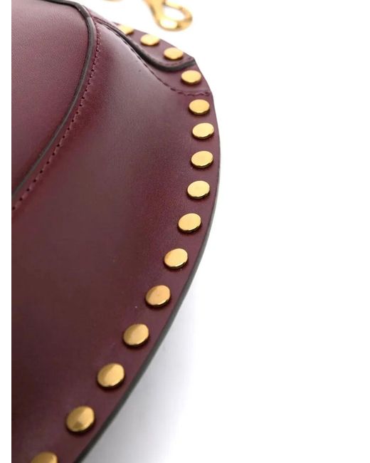 Isabel Marant Purple Oskan Moon Studded Shoulder Bag