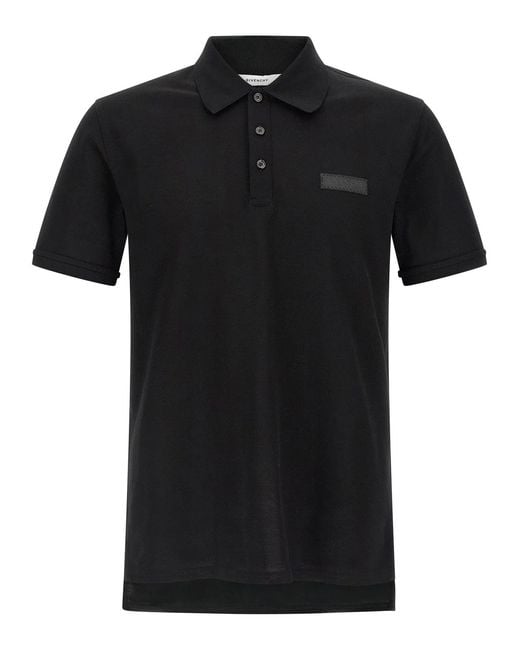 Givenchy Black Logo Patch Polo Shirt for men