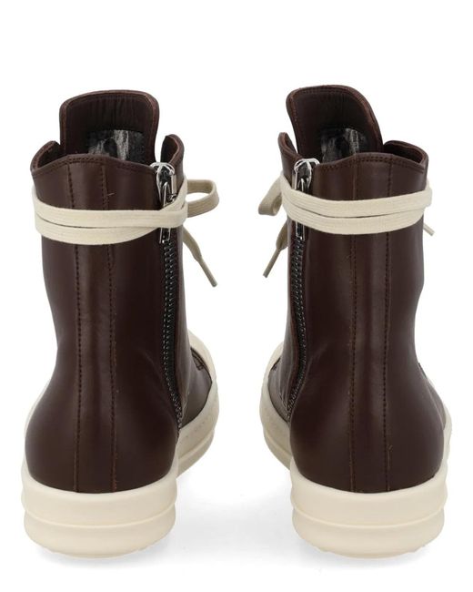 Rick Owens Brown Multicolour Leather Sneaker