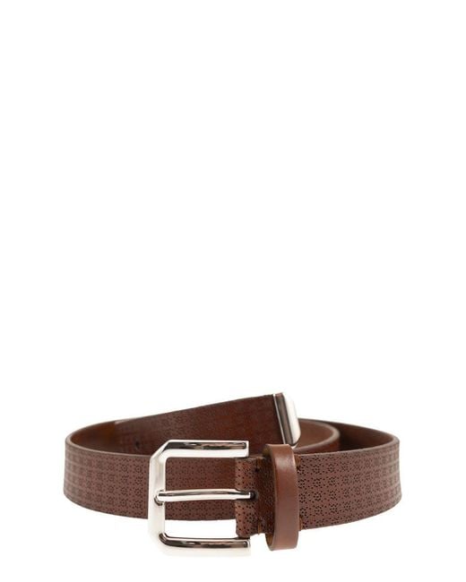 Brunello Cucinelli Brown Micro-Perforated Leather Belt for men