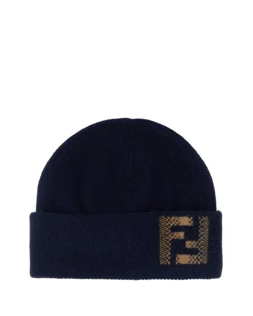 Fendi Blue Beanie Ff Sfumata for men