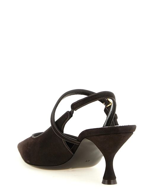 Dolce & Gabbana Black Goatskin Mid Heel Pumps
