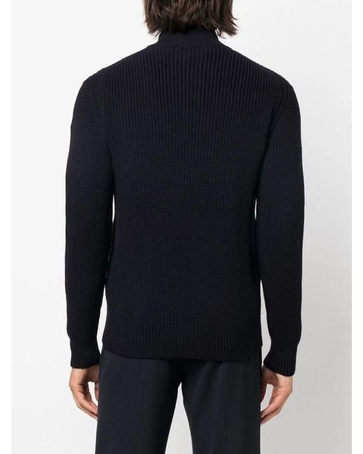 Drumohr Blue Half Zip Pullover for men