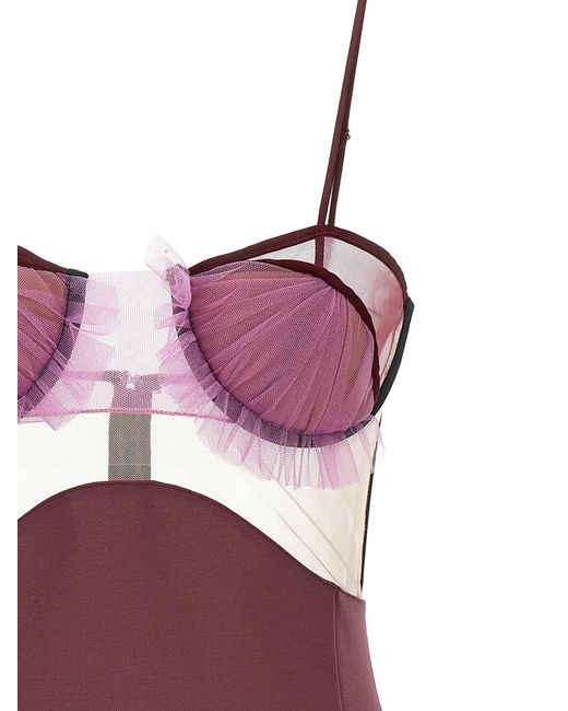 Nensi Dojaka Purple 'Explosive Flower Bra' Dress