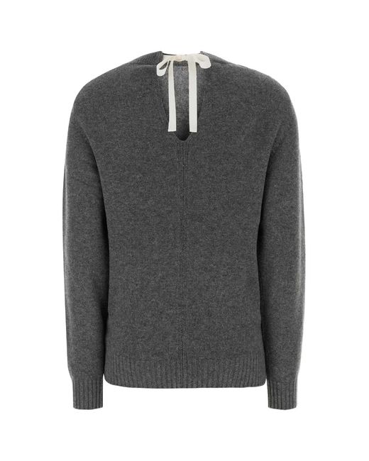 Carven Gray Kn250-Knit Top-Tie-Back Jumper