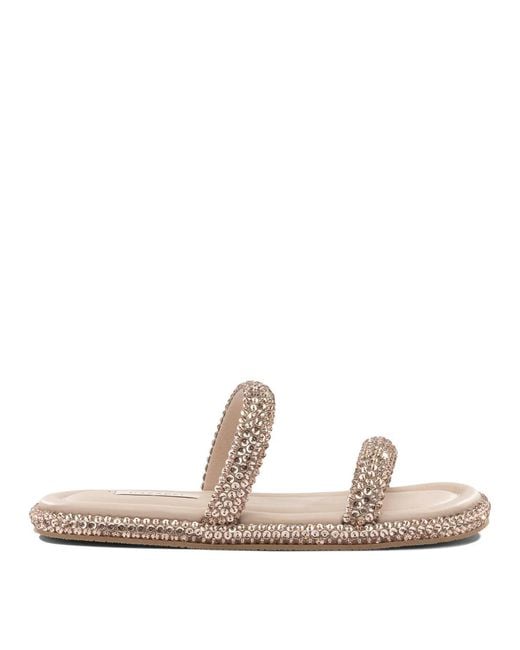 Casadei Pink Leather Rubber Sandals