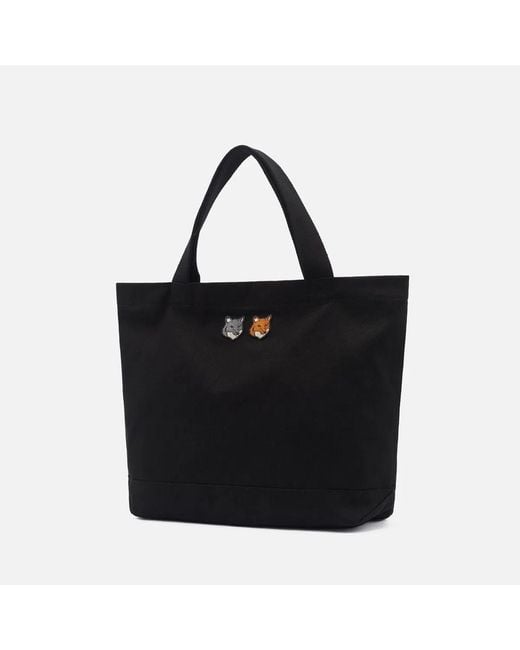 Maison Kitsuné Black Maison Kitsuné Double Fox Head Tote for men