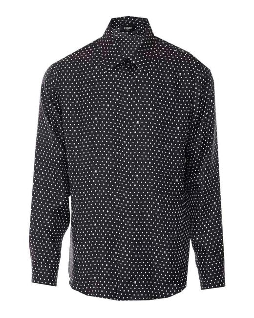 Fendi Blue Printed Shirt for men