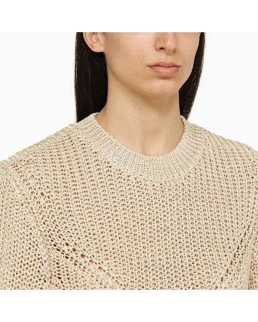 Isabel Marant Natural Recycled Polyester Ecru Crew-Neck Jumper