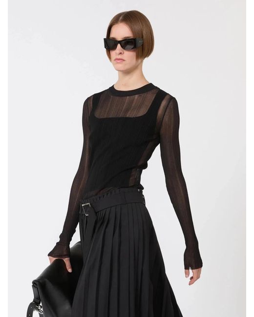 Max Mara Black Polyester Elastane Turtleneck Top