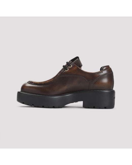 Miu Miu Brown Leather Lace-Up Shoes