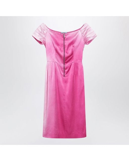 Prada Pink Fuchsia Washed Duchesse Dress