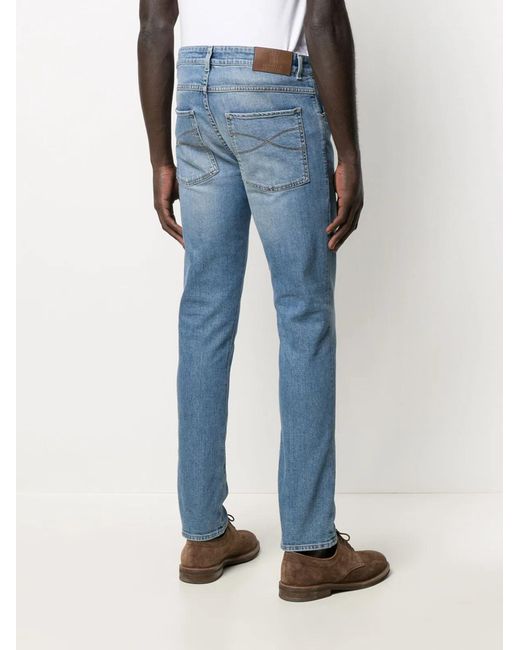 Brunello Cucinelli Blue Logo-Patch Jeans for men