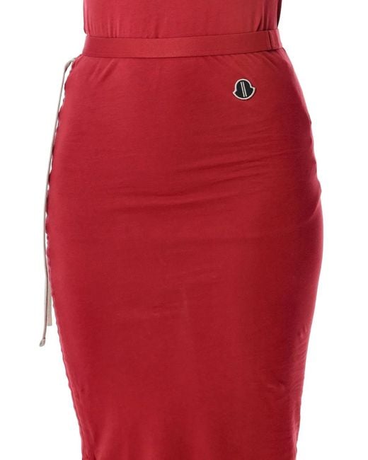 Moncler Red Cotton Knitted Adjustable Skirt