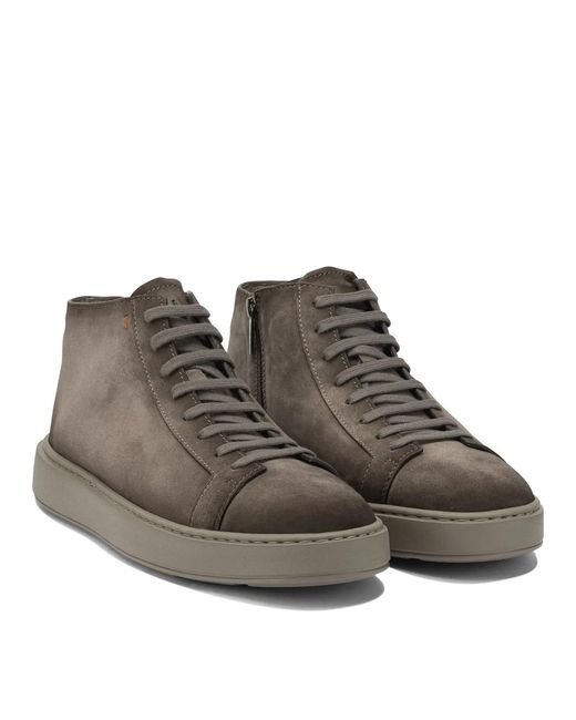 Santoni Brown Suede Ankle Boots for men