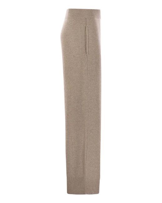 Brunello Cucinelli Gray English Rib Cashmere And Viscose Knit Trousers