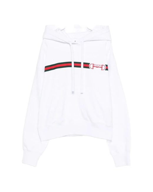 Gucci White Logo Cotton Hoodie
