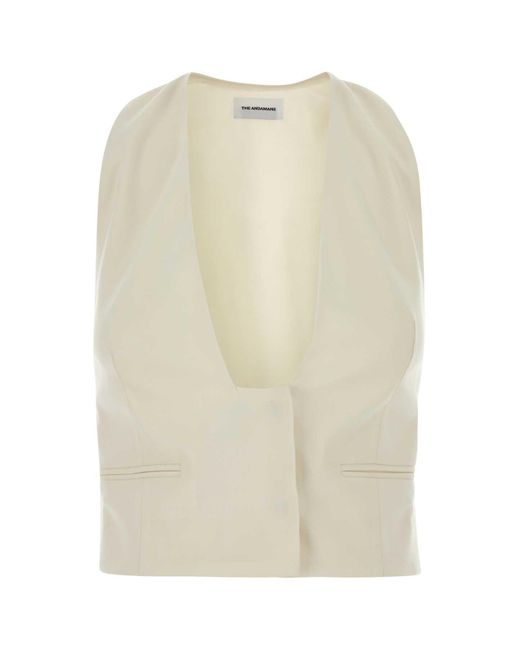 ANDAMANE Natural Ivory Stretch Gabardine Vest