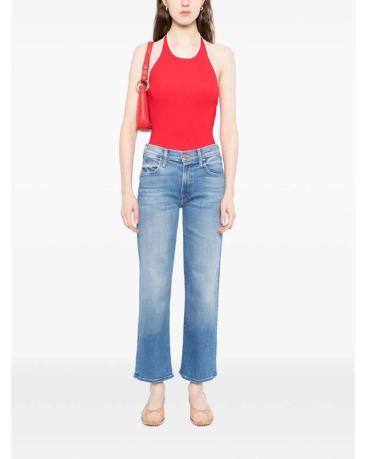 Mother Blue The Mid Rise Rambler Straight Denim Jeans