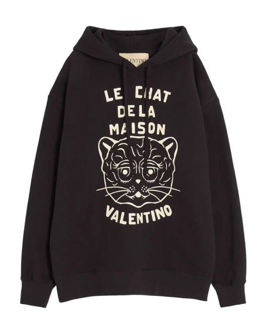 Valentino Black Sweatshirt With Le Chat De La Maison Patch for men