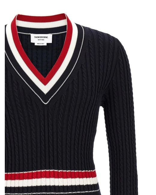 Thom Browne Blue Rwb Intarsia Sweater for men