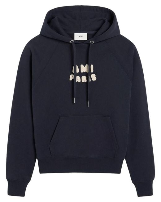 AMI Blue Cotton Hoodie