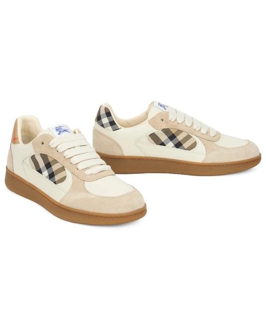 Burberry White Sneakers With Tartan Details for men