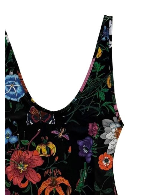 Gucci Black Floral-Print Swimsuit