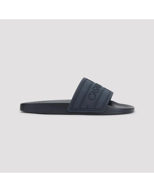 Casablanca Blue Logo-Embossed Sliders for men