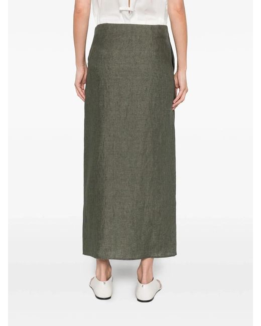Herno Green Flax Linen Cotton Skirt
