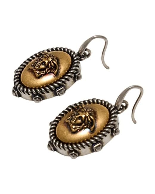 Versace Brown Palladium Brass Earrings
