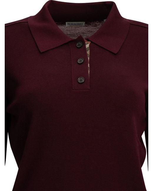 Burberry Red Wool Polo Sweater