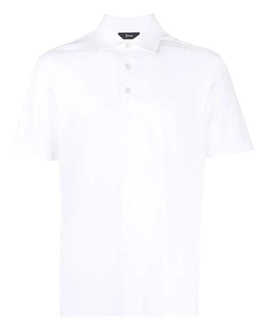 Herno White Knitted Polo Shirt for men