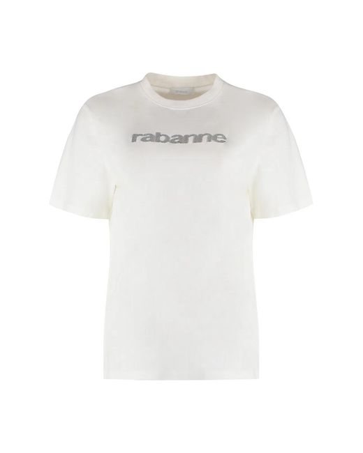 Rabanne White T Shirt With Logo