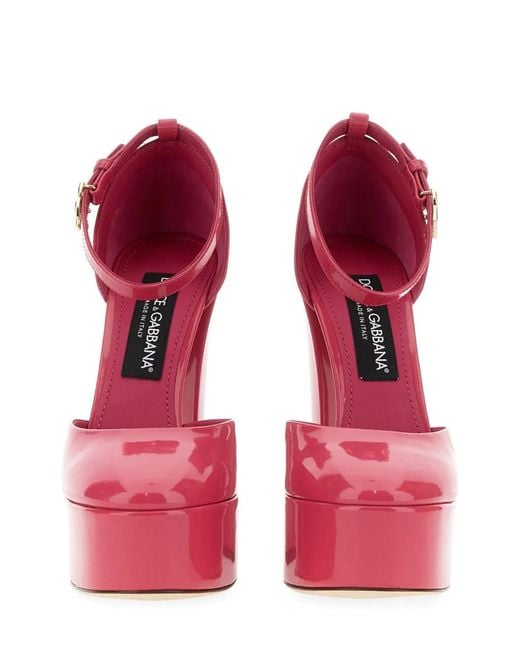Dolce & Gabbana Pink Dolce & Gabbana Glossy Leather Platform Pumps
