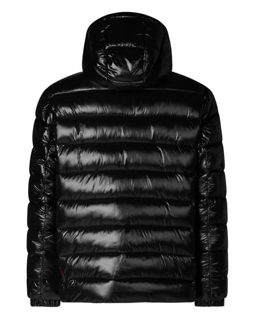 Save The Duck Black Florian Down Jacket With Lacquered Finish And Removable Hood for men
