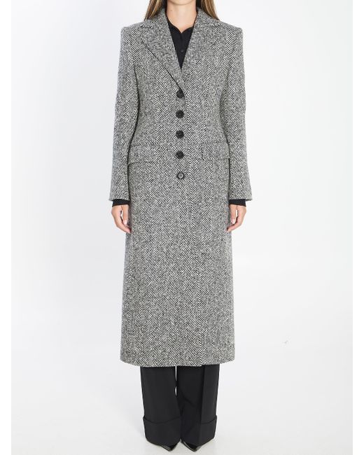 Dolce & Gabbana Gray Single-Breasted Coat