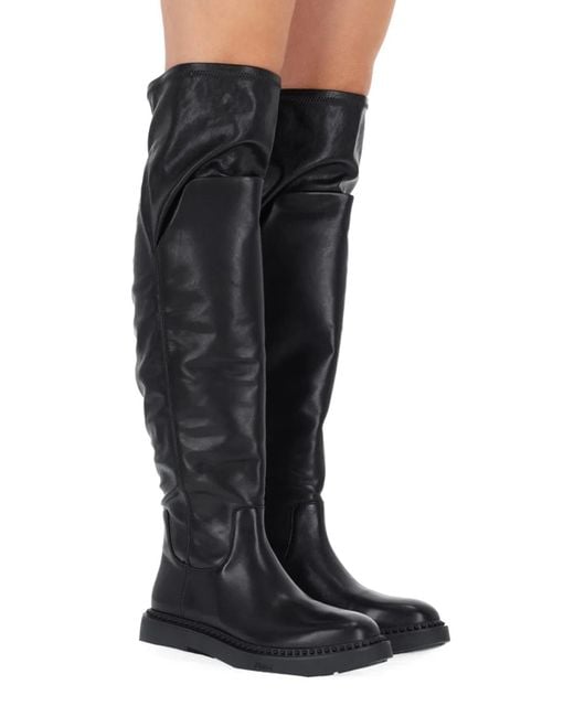 Ash Black Calf Leather Boots